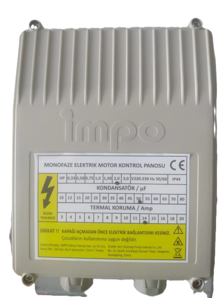 İMPO M18B Dalgıç Pompa Kontrol Panosu 0.75 HP