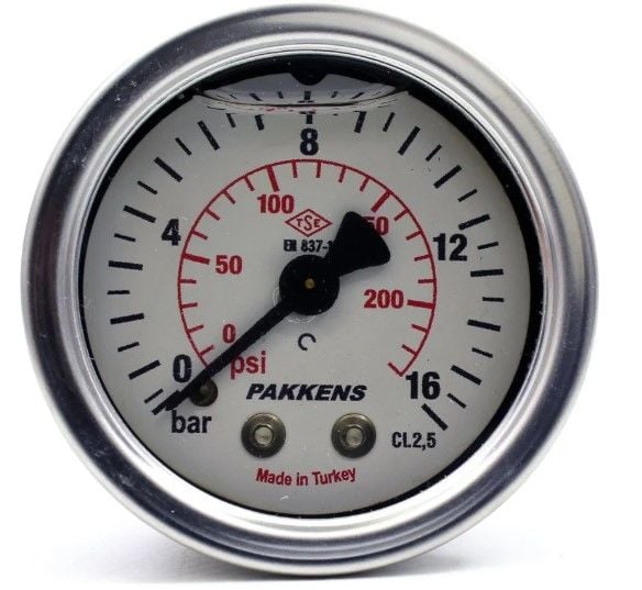 Pakkens Gliserinli Manometre 63 mm, 0-16 Bar, 1/4'' Arka Bağlantılı