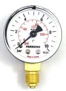 PAKKENS Манометър с долно свързване Ø63 мм 0-10 Bar 1/4