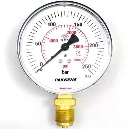 Pakkens Alt Bağlantılı Manometre Ø63 mm 250 Bar 1/4''