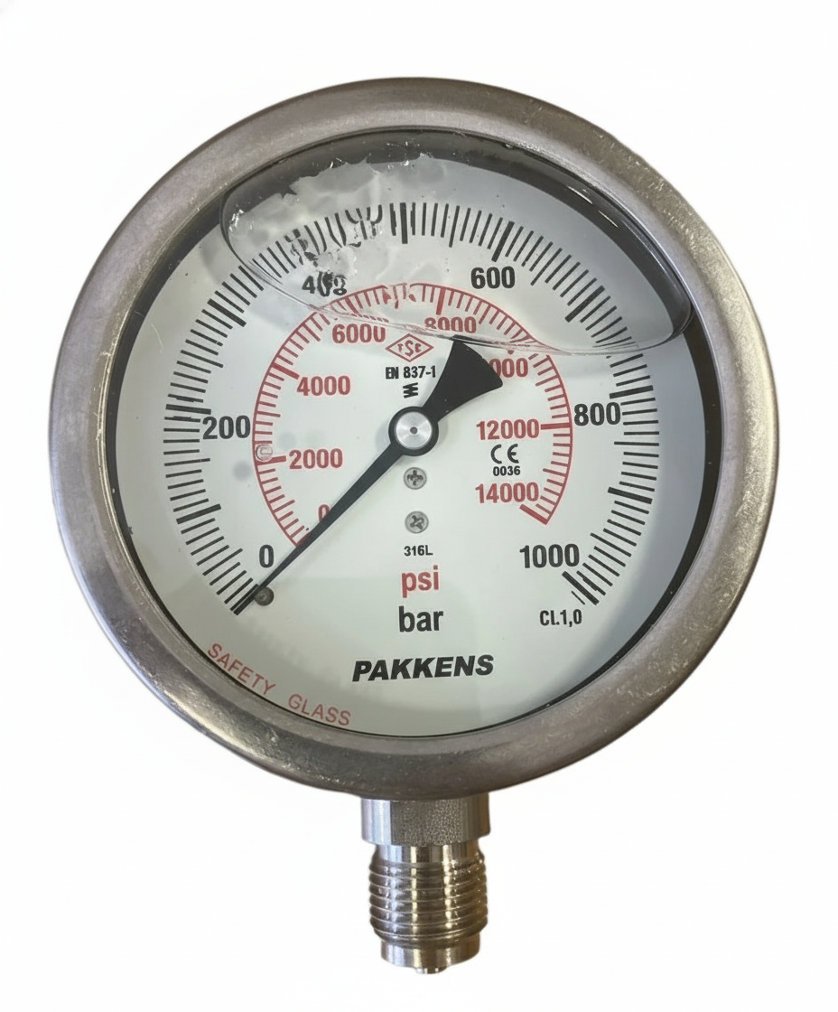 PAKKENS Gliserinli Manometre 1000 Bar - Ø100 - 1/2''