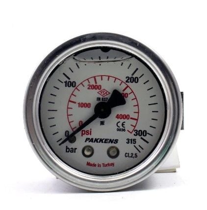 Pakkens Arka Bağlantılı Gliserinli Manometre 315 Bar 63 mm 1/4''