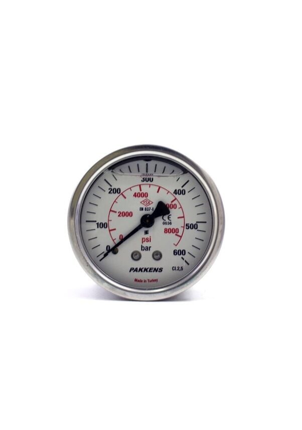 PAKKENS Arka Bağlantılı Gliserinli Manometre Ø63 mm 600 Bar 1/4''