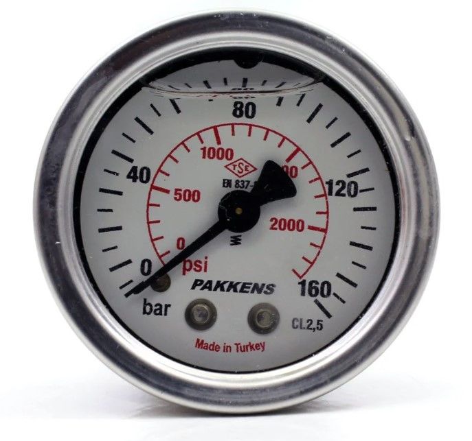 PAKKENS Arka Bağlantılı Gliserinli Manometre Ø63 mm 160 Bar 1/4''