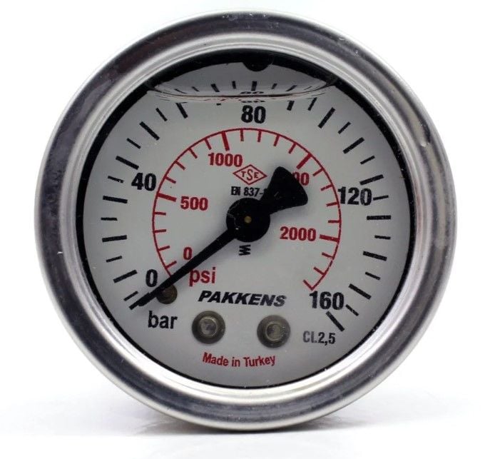 PAKKENS Arka Bağlantılı Gliserinli Manometre Ø63 mm 160 Bar 1/4''
