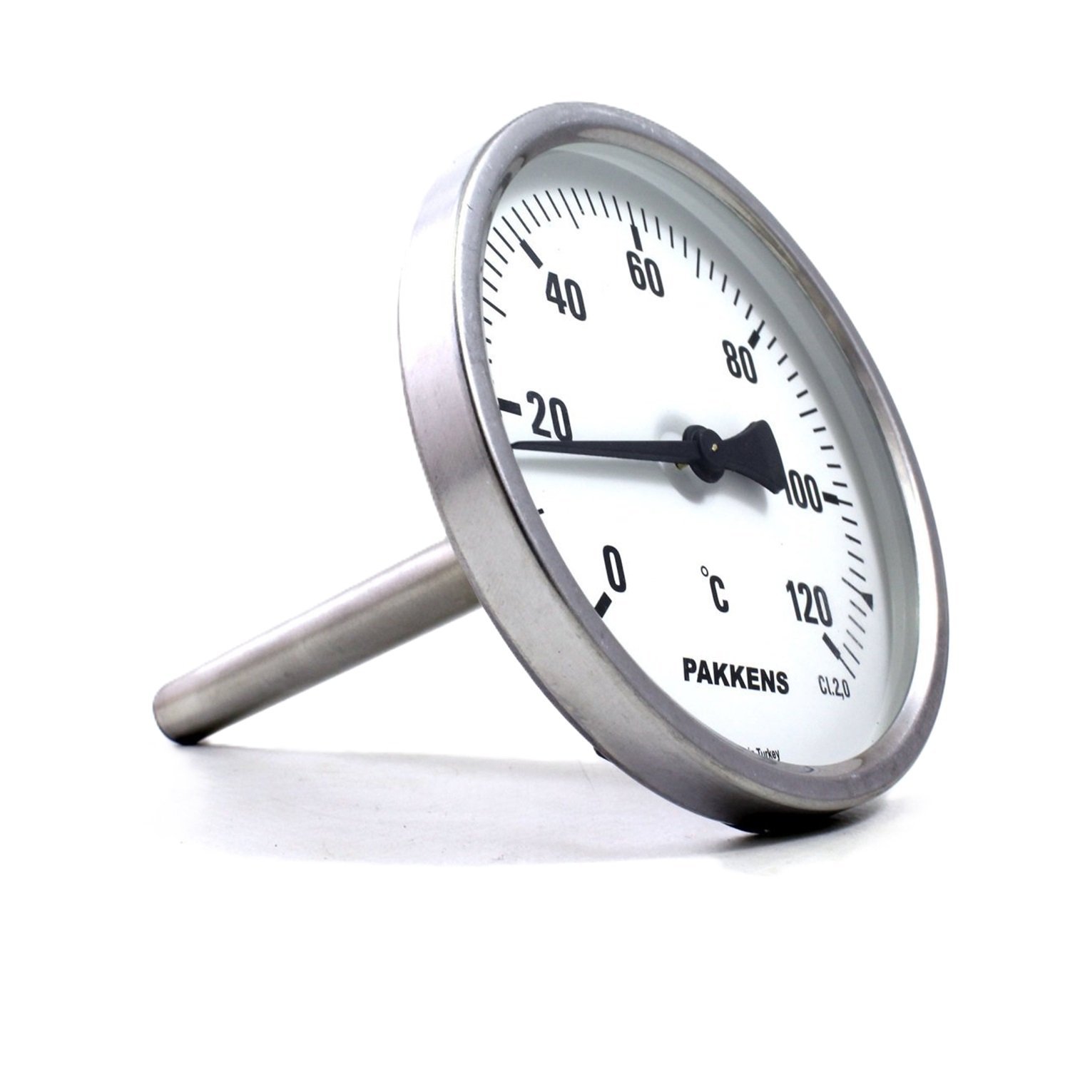 Pakkens Bi-Metal Thermometer with Rear Connection Ø63mm 120°C 10cm CL 2.0