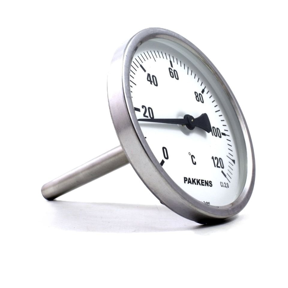 PAKKENS Arka Bağlantılı Bimetal Termometre Ø63mm 120°C 10cm CL2,0