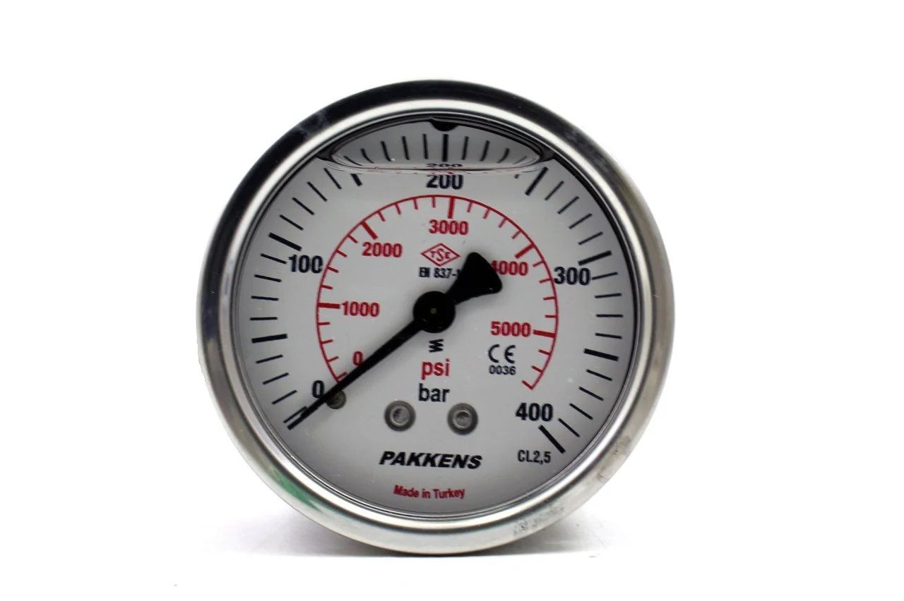 PAKKENS Arka Bağlantılı Gliserinli Manometre Ø50 mm 400 Bar 1/4''