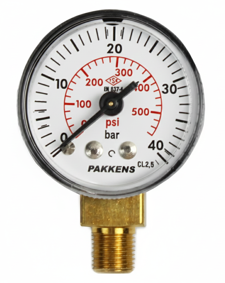 PAKKENS Манометър с долно свързване Ø40 mm 40 Bar 1/8