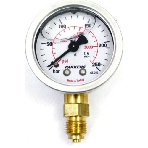 Pakkens Alt Bağlantılı Gliserinli Manometre 250 Bar 63 mm CL 1,6