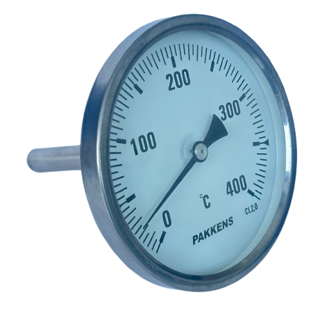 Pakkens Rear Connector Bi-Metal Thermometer Ø63mm 400°C 20cm