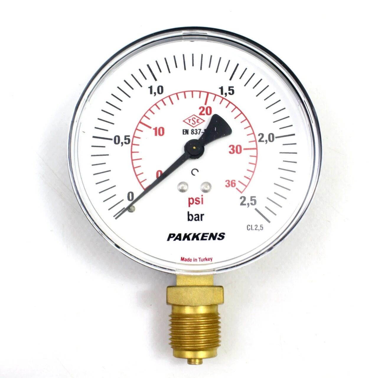 Pakkens Alt Bağlantılı Manovakummetre Ø63 mm -1/+9 BAR 1/4''