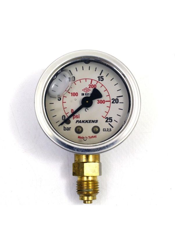 Pakkens Alt Bağlantılı Gliserinli Manometre Ø50 mm 0-25 Bar 1/4''