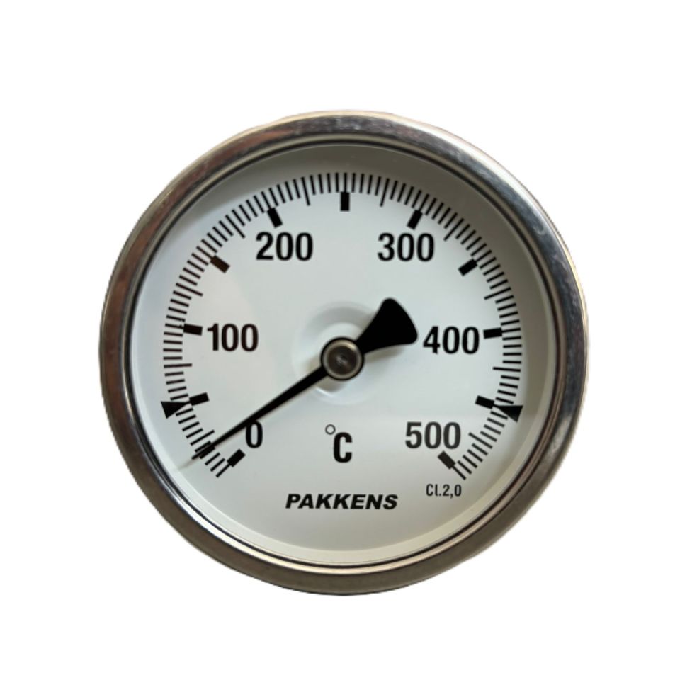 PAKKENS Arka Bağlantılı Bi-Metal Termometre Ø63 500°C 1/2''
