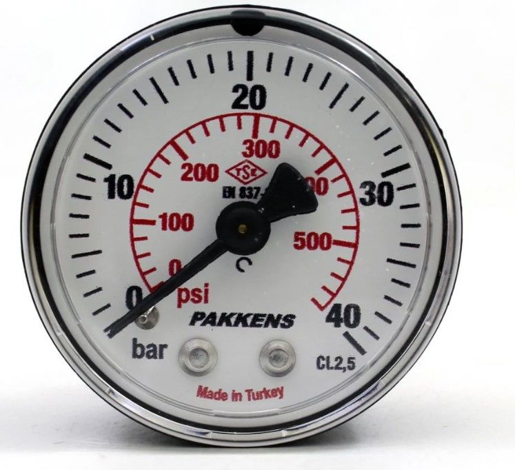 Pakkens Arka Bağlantılı Manometre Ø63 mm 40 Bar 1/4''