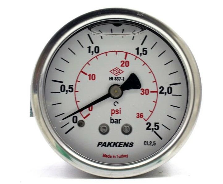 PAKKENS Манометър с глицерин 63 мм 2.5 Bar 1/4