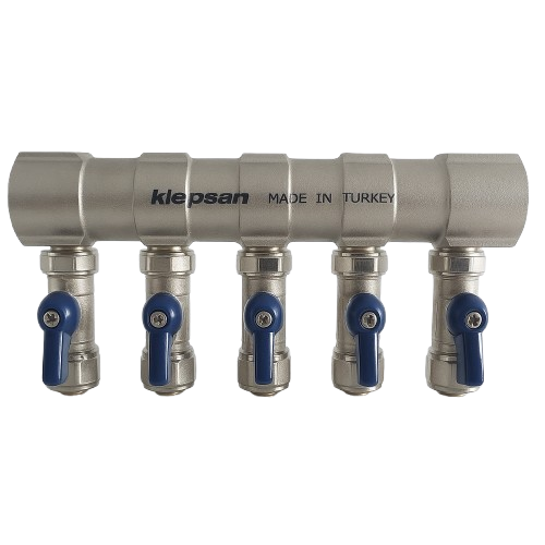 Klepsan Kendinden Vanalı Kollektör 5 Çıkışlı 1'' Mavi