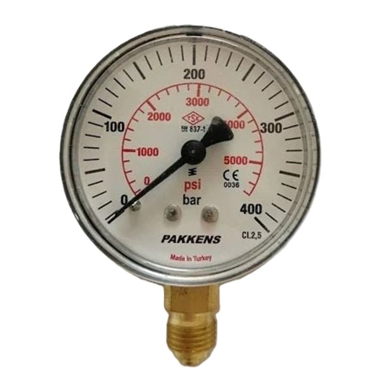 Pakkens Dry Type Manometer with Bottom Connection Ø63 mm 0-400 Bar 1/4''