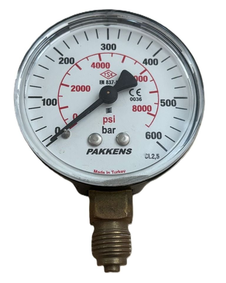 PAKKENS Долен манометър Ø63 mm 0-600 Bar