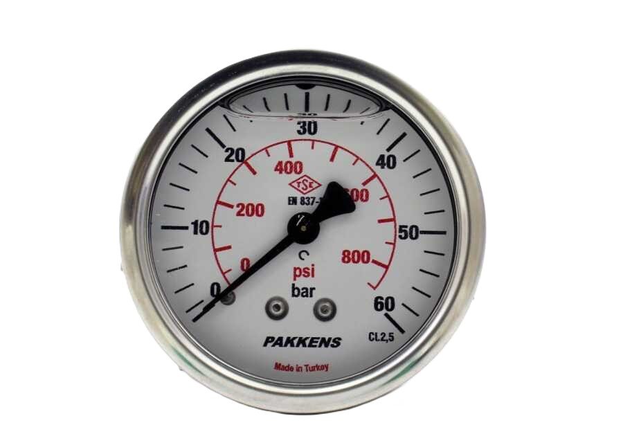 PAKKENS Arka Bağlantılı Gliserinli Manometre Ø63 0-60 Bar 1/4''
