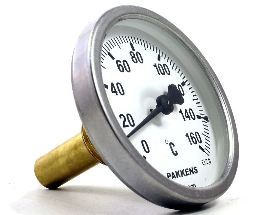 PAKKENS Arka Bağlantılı Bi-Metal Termometre Ø63mm 160°C 1/2'' CL 2,0