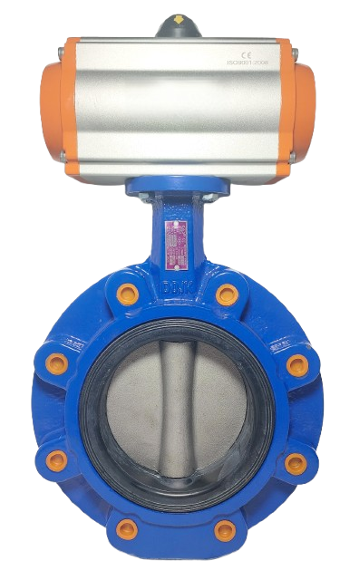 AYVAZ KV-4 Çift Etkili Pnömatik Aktüatörlü Lug Tipi Kelebek Vana PN16 DN125