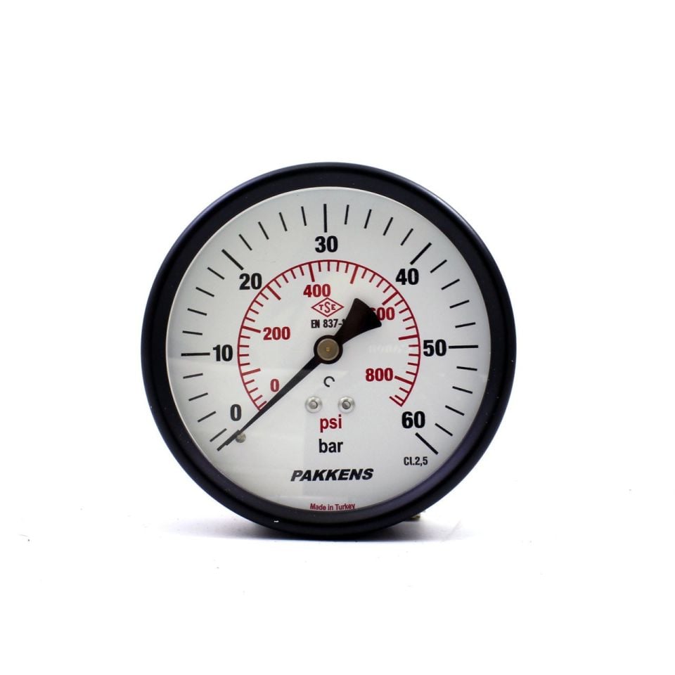 Pakkens Arka Bağlantılı Manometre Ø63 mm 60 Bar 1/4''
