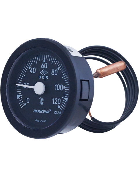Pakkens Arka Bağlantılı Gazlı Termometre Ø50mm 120°C 300cm
