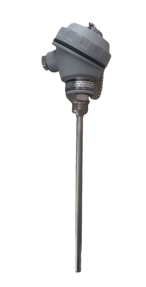 Dacs 2X PT100 Kafalı Tip Termokupl DSA-02.L200.M8 L:20cm 1/2''