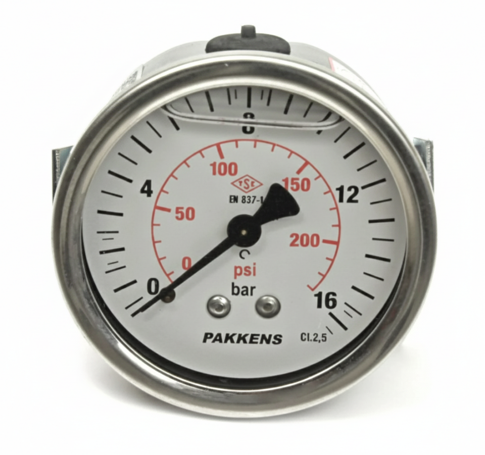 Pakkens Arka Bağlantılı Pano Tipi Gliserinli Manometre Ø100 mm 16 Bar 1/2''