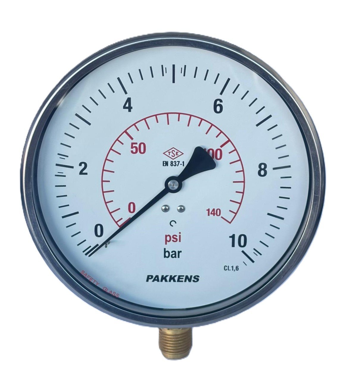 Pakkens Alt Bağlantılı Kuru Tip (Doldurulabilir) Manometre Ø160 mm 10 Bar 1/2''