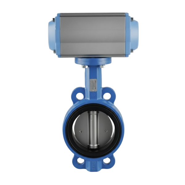 VARNASAN Çift Etkili Pnömatik Aktüatörlü Wafer Kelebek Vana PN16 DN80