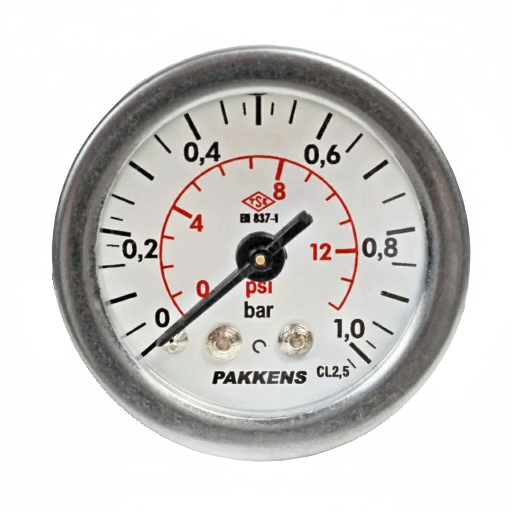 PAKKENS Манометър със задно свързване Ø63 mm 1 Bar 1/4