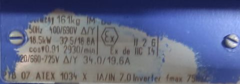 SIEMENS Ex-Proof Elektrik Motoru 18.5 kW 2930 d/d ATEX