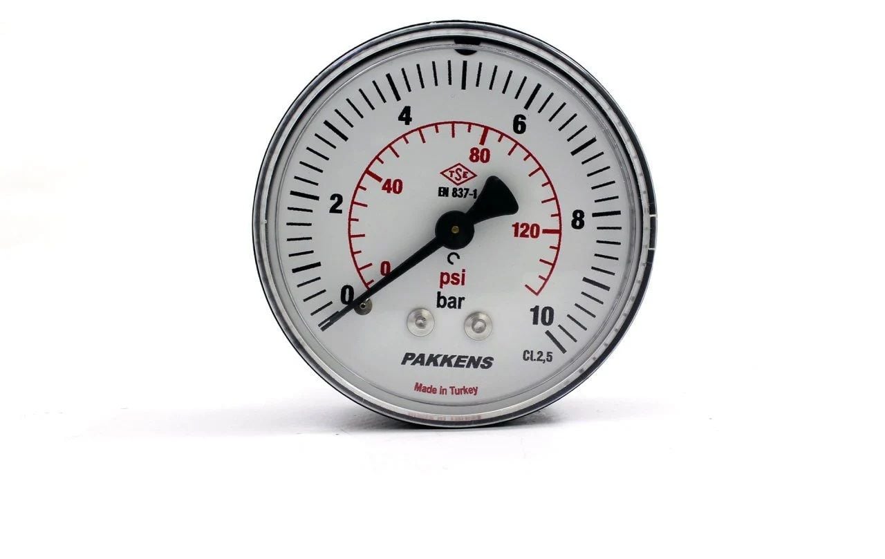PAKKENS Манометър със задно свързване Ø50 mm 10 Bar 1/4