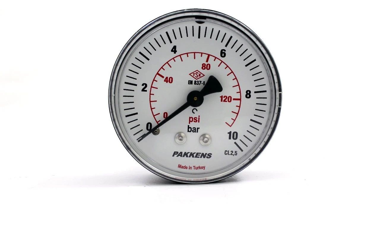 PAKKENS Arka Bağlantılı Manometre Ø50 mm 10 Bar 1/4''