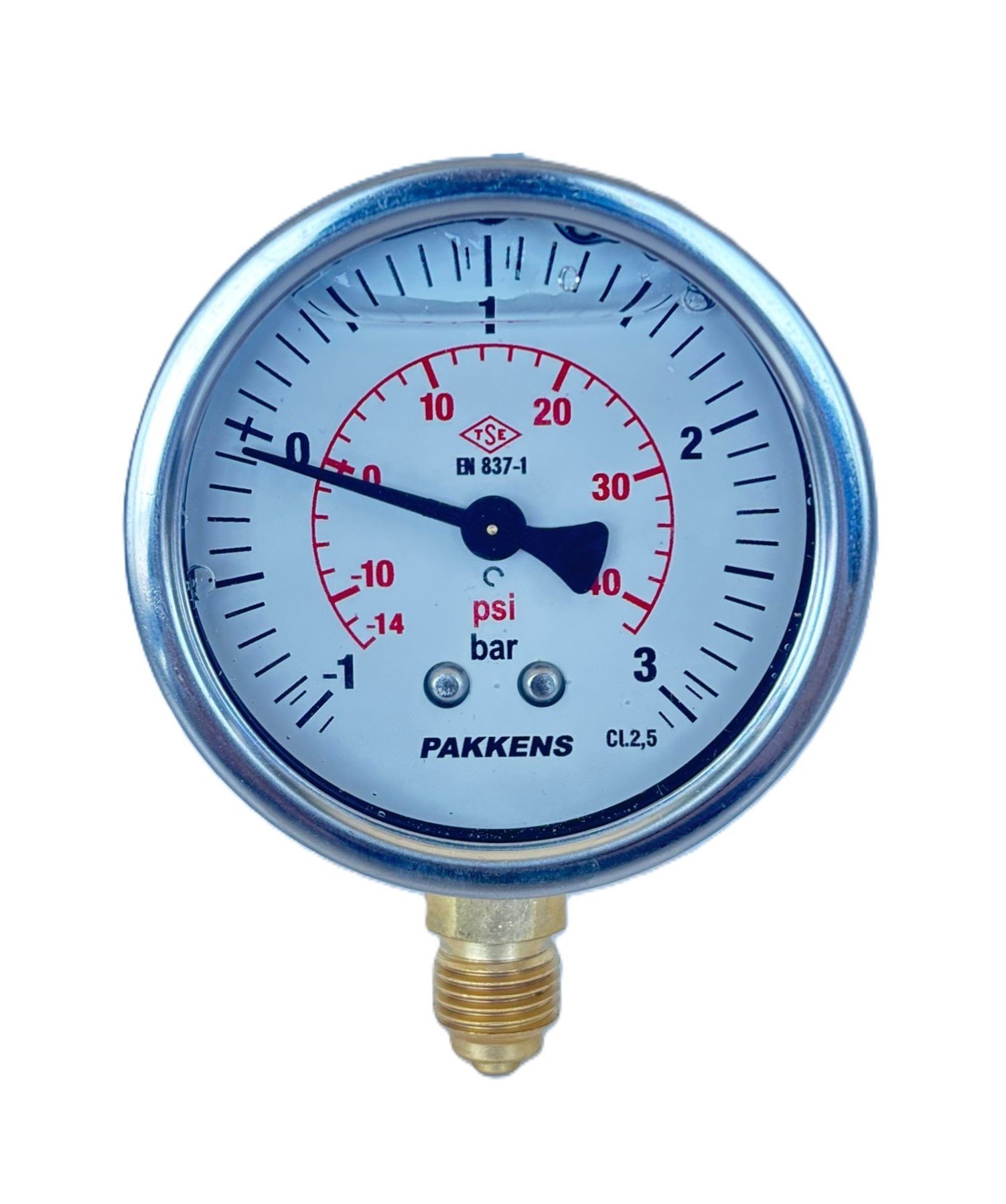 Pakkens Alt Bağlantılı Gliserinli Tip Manovakummetre Ø63 mm -1+3 Bar ﻿