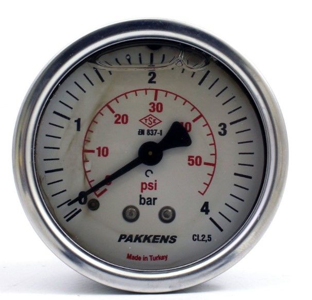 PAKKENS Arka Bağlantılı Gliserinli Manometre Ø100 mm 0-4 Bar 1/2''
