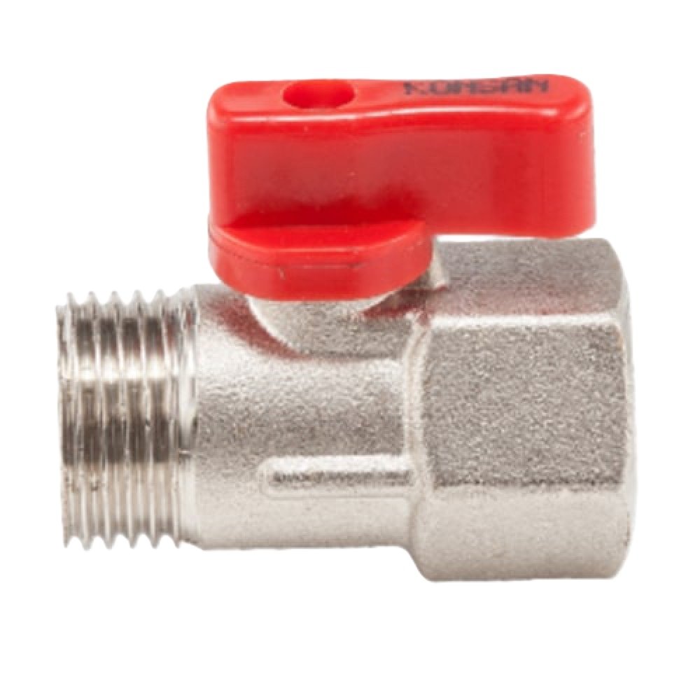 KONSAN Pirinç Mini Küresel Vana 1/4'' Kırmızı Yeni Seri