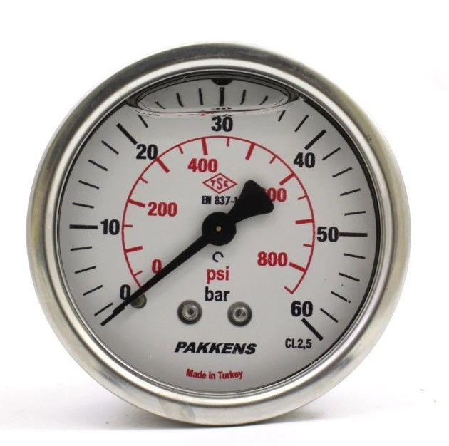PAKKENS Arka Bağlantılı Gliserinli Manometre 60 Bar 100 mm