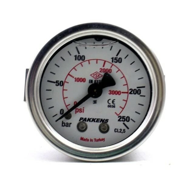 Pakkens Arka Bağlantılı Pano Tipi Gliserinli Manometre R 1/2'' 100 mm 250 Bar