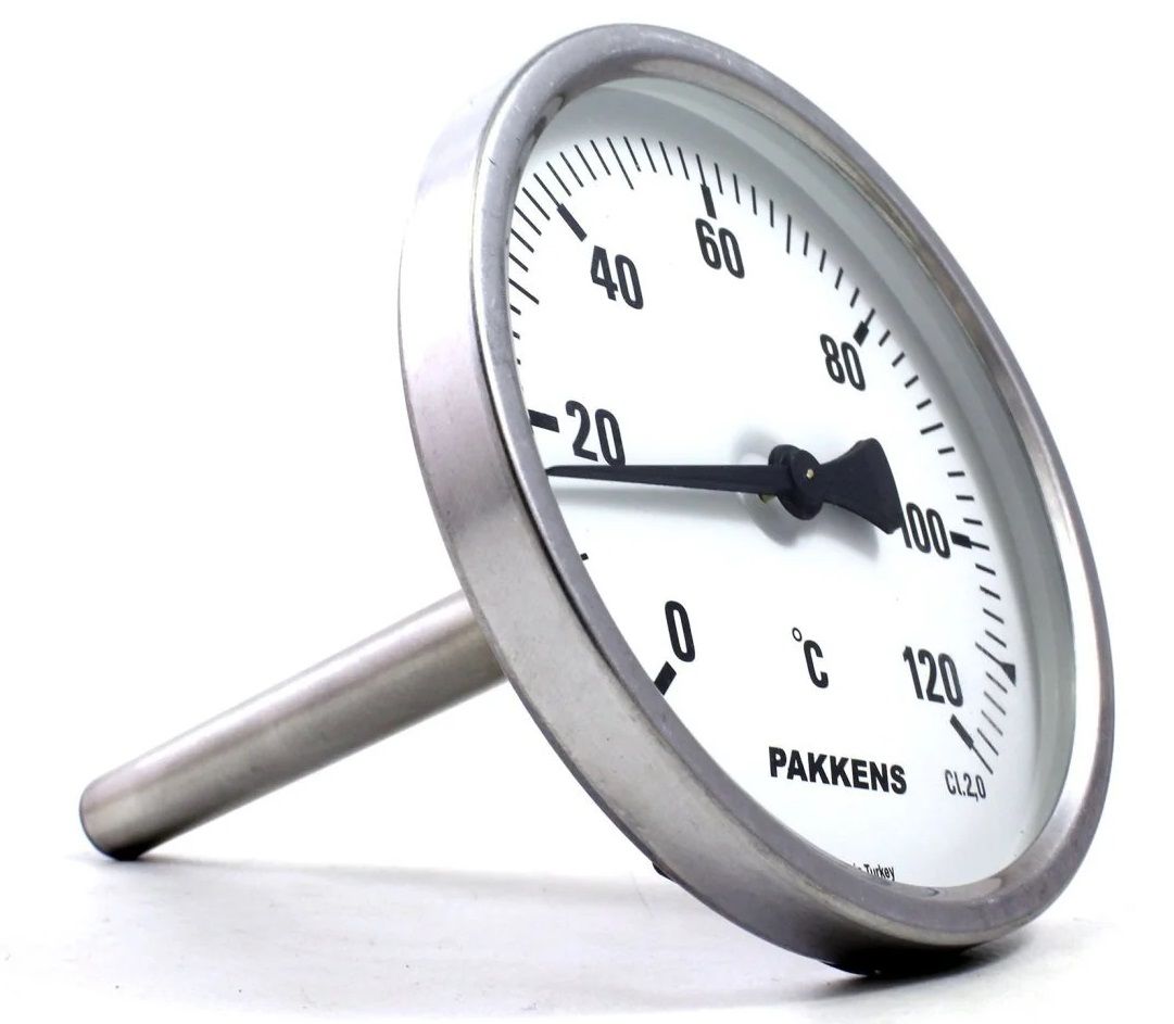 Pakkens Termometre 100mm 120°C , 1/2'', 30cm Arka Bağlantılı