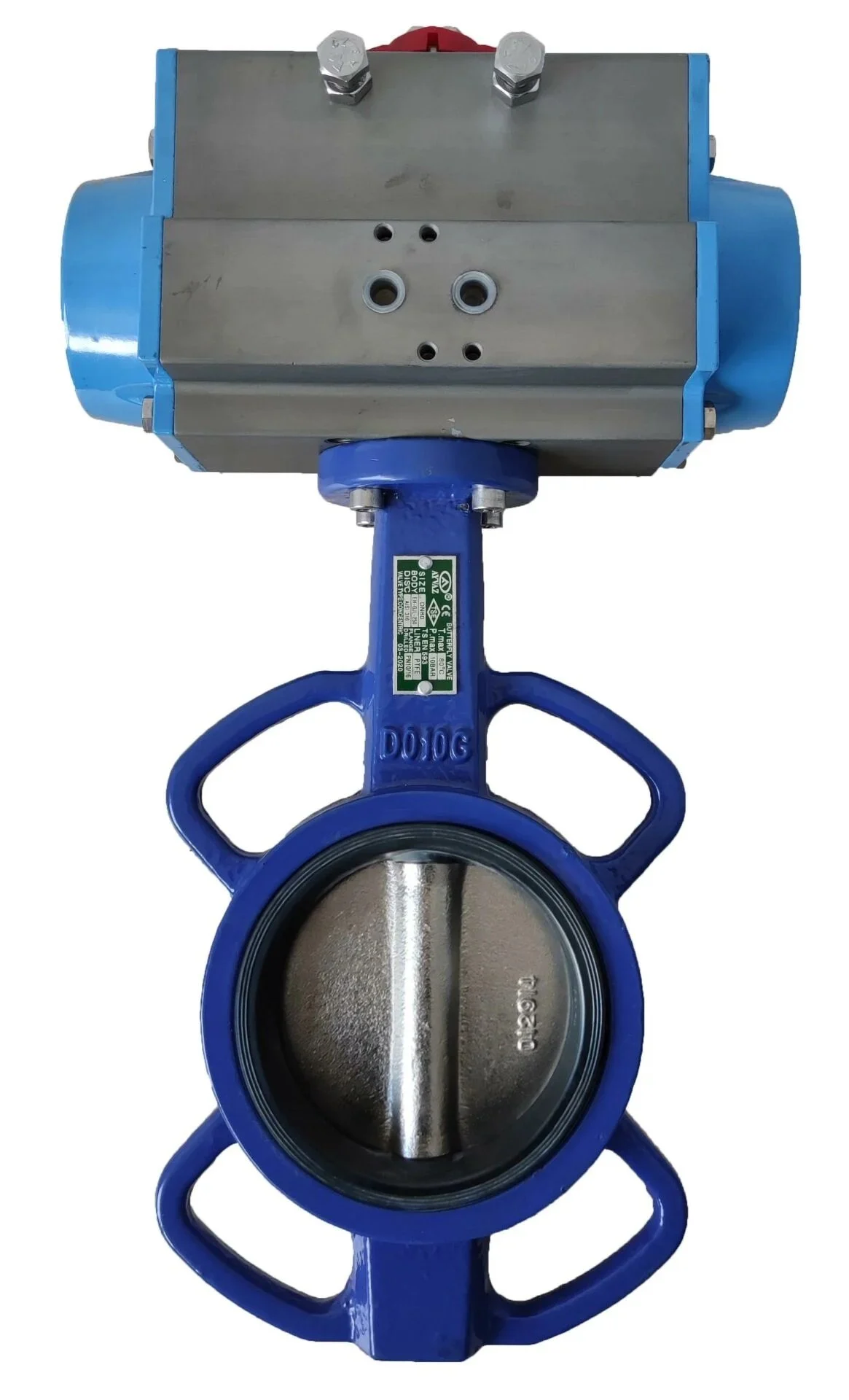 AYVAZ KV-7 Wafer Type Butterfly Valve with Double Acting Pneumatic Actuator PN16 DN25