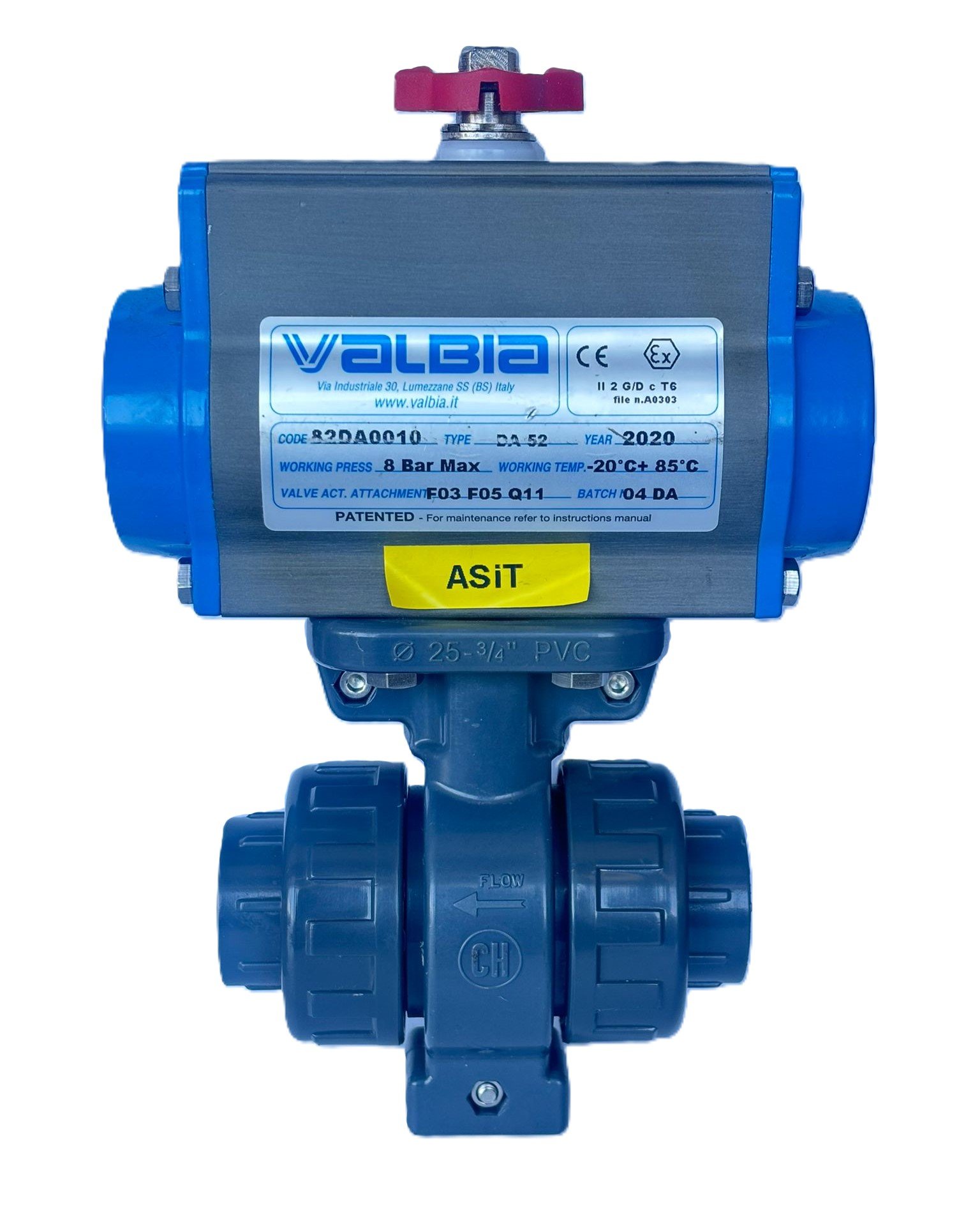 CH AQUARAM U-PVC Pnömatik Aktüatörlü Küresel Vana Ø25 mm
