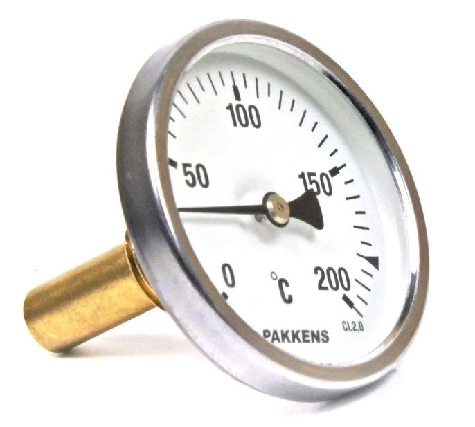 Pakkens Arka Bağlantılı Bi-Metal Termometre Ø63 mm 200°C 5cm 1/2''