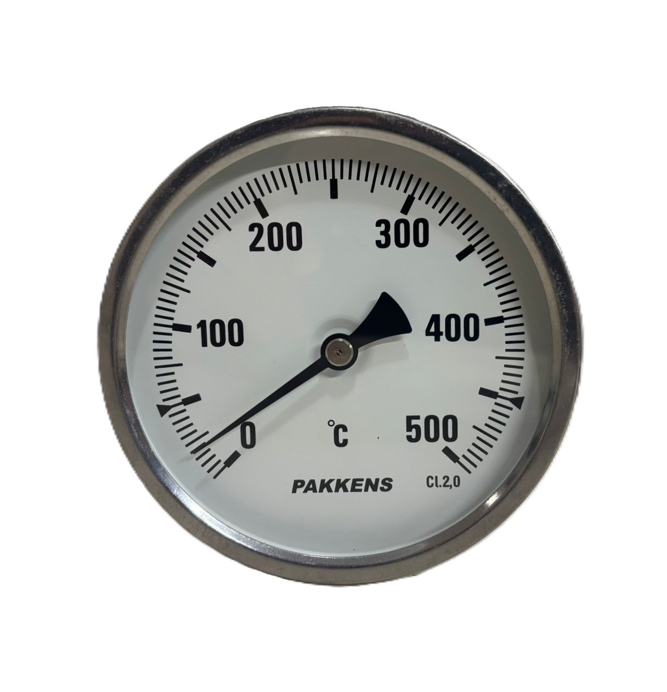 Pakkens Arka Bağlantılı Bi-Metal Termometre Ø100mm 500°C 100cm 1/2'' CL 2,0