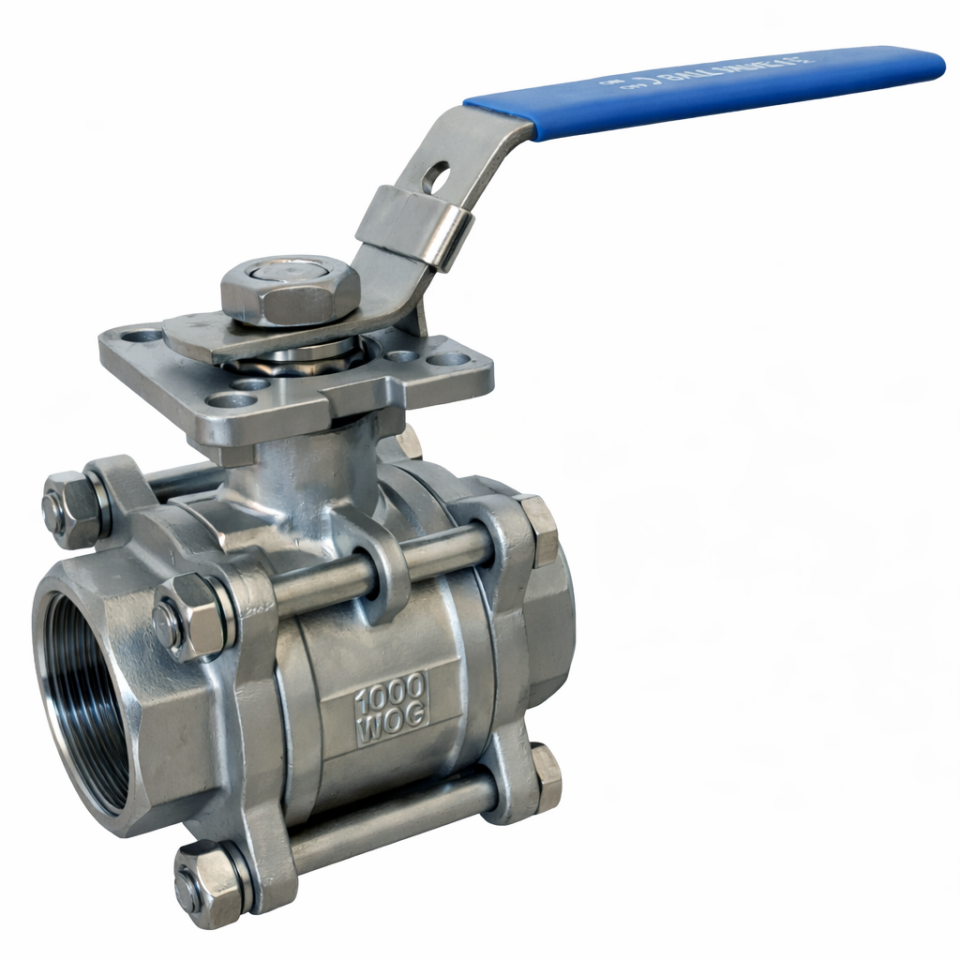 Stainless Steel Ball Valve with Actuator, Three-Piece AISI304 1 1/2''