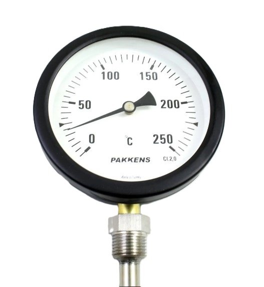 PAKKENS Alt Bağlantılı Termometre Ø100mm 250°C 30cm