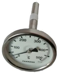 PAKKENS Заден свързващ биметален термометър Ø100mm 500°C 50см 1/2