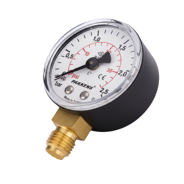 Pakkens Manometre  Ø63 mm 2,5 Bar 1/4'' Alt Bağlantılı